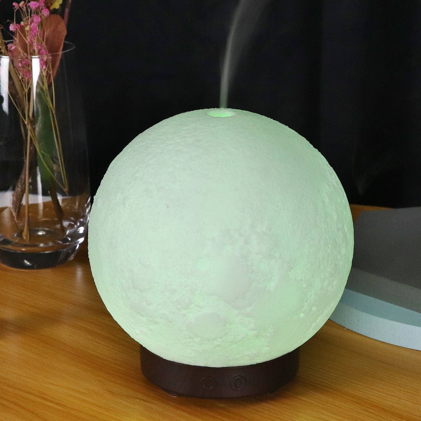 Essential Oil Diffuser - Aromatherapy Diffuser, 200ML LED Desk Moon Lamp Diffuser with Cool Mist Humidifier Function, Adjustable Brightness and Mist