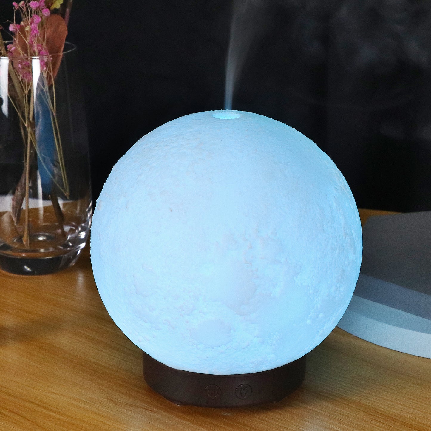 Essential Oil Diffuser - Aromatherapy Diffuser, 200ML LED Desk Moon Lamp Diffuser with Cool Mist Humidifier Function, Adjustable Brightness and Mist