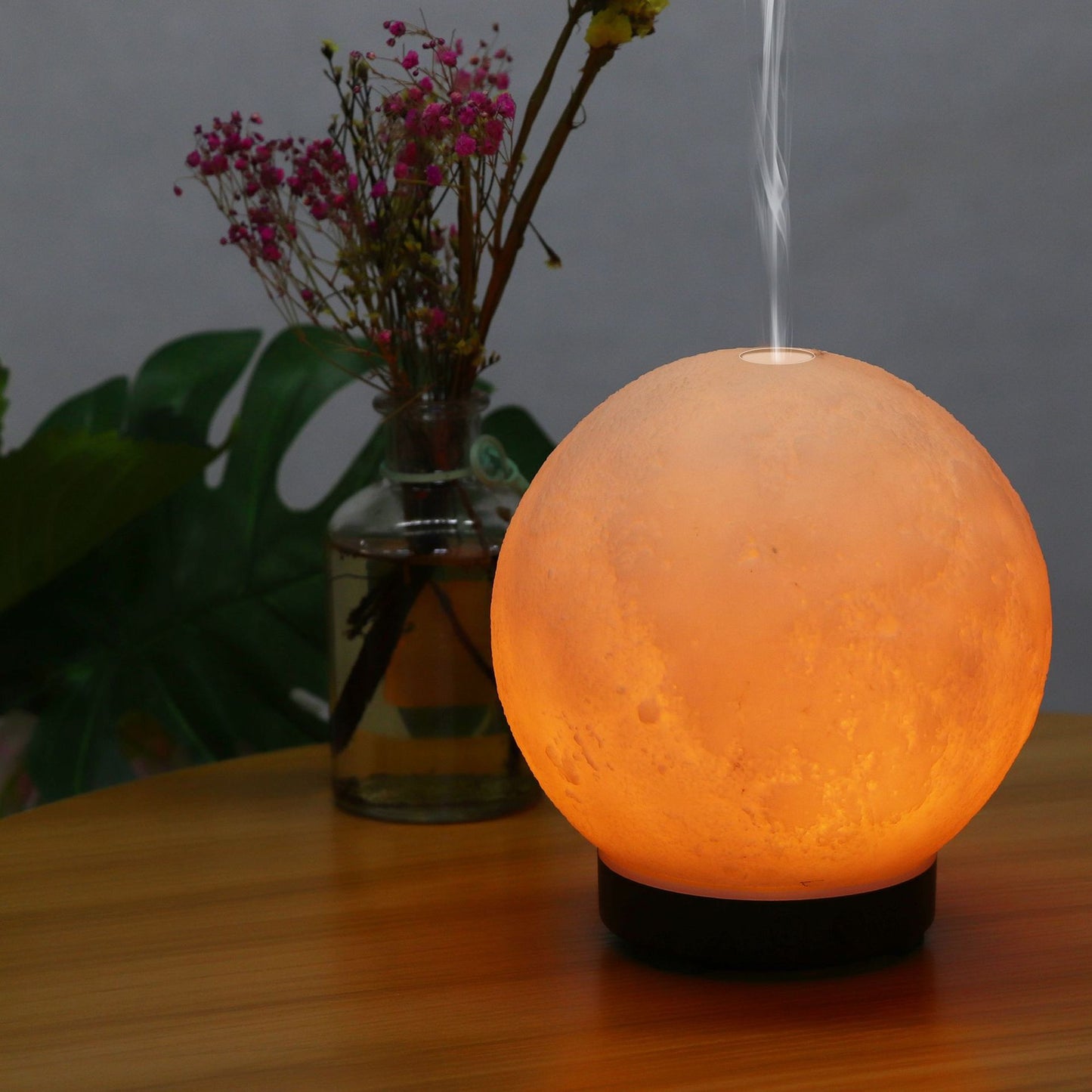 Essential Oil Diffuser - Aromatherapy Diffuser, 200ML LED Desk Moon Lamp Diffuser with Cool Mist Humidifier Function, Adjustable Brightness and Mist